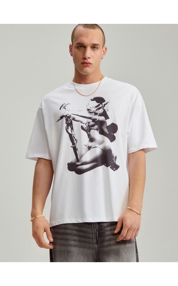 Tricou cu imprimeu Melanie Martinez Culoare cremă - HOUSE - 353EN-01X