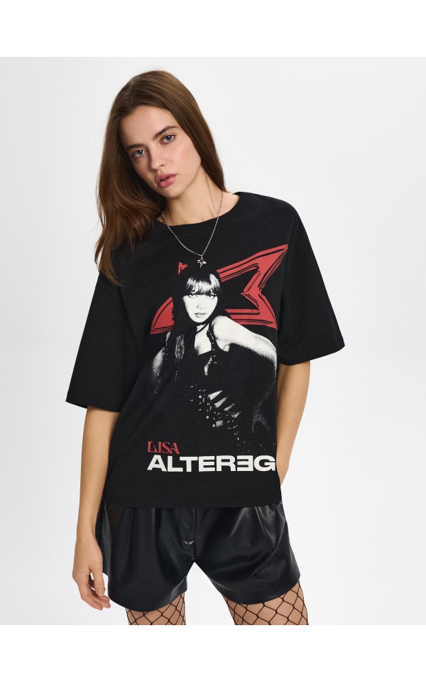 Tricou cu imprimeu Lisa Alterego Culoare negru - HOUSE - 505HD-99X