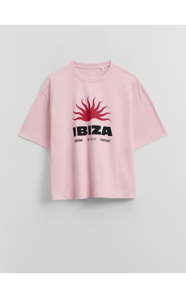 Tricou cu imprimeu Culoare roz pastel - HOUSE - 603LF-03X