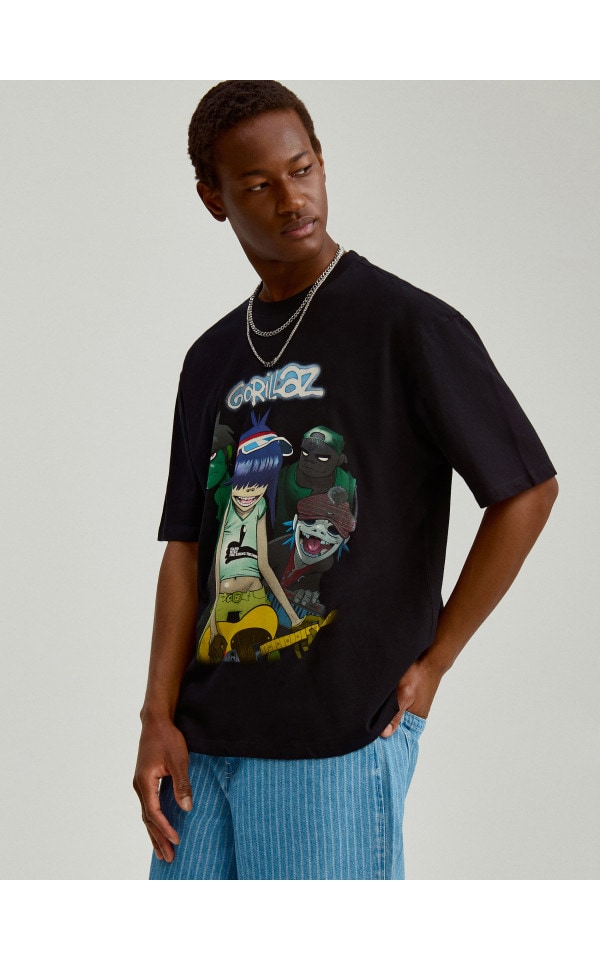 Tricou cu imprimeu Gorillaz Culoare negru - HOUSE - 654EE-99X
