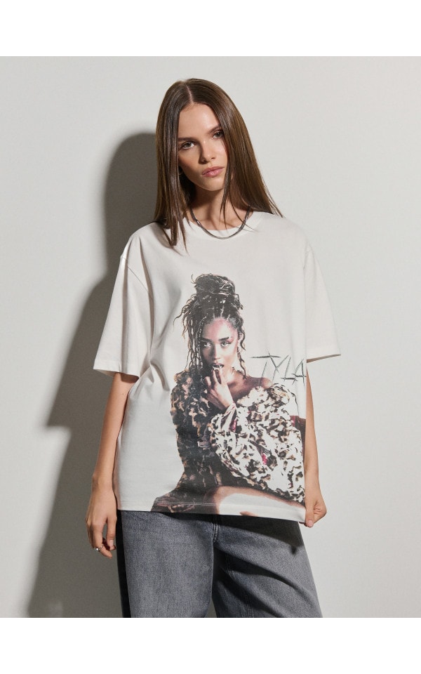 Tricou cu imprimeu Tyla Culoare cremă - HOUSE - 749GP-01X