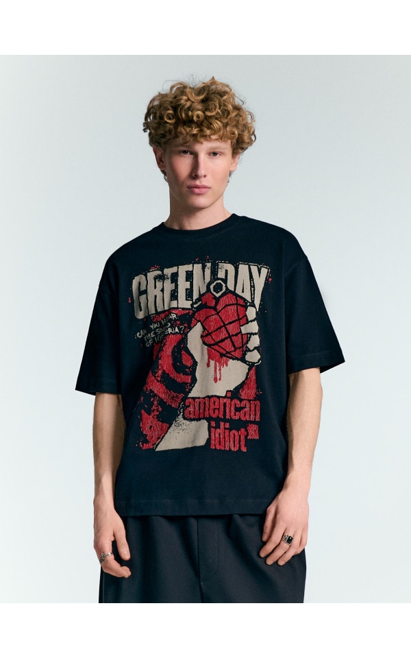 Tricou cu imprimeu Green Day American Idiot Culoare negru - HOUSE