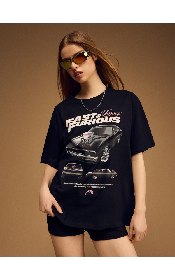 Футболка з принтом Fast & Furious Колір чорний - HOUSE - 822JK-99X